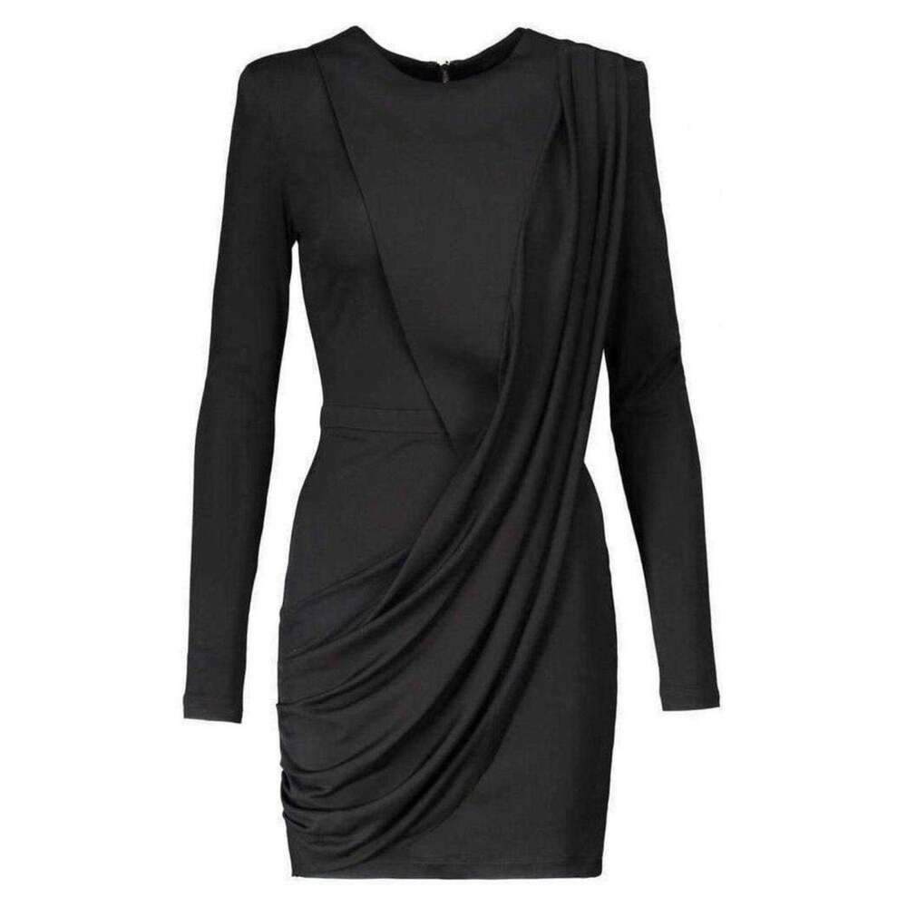 Balmain - Black Voile Draped Mini Dress - FR 38